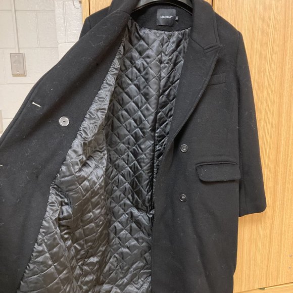 MasaLady Black Double Breasted Wool Coat - Picture 3 of 6